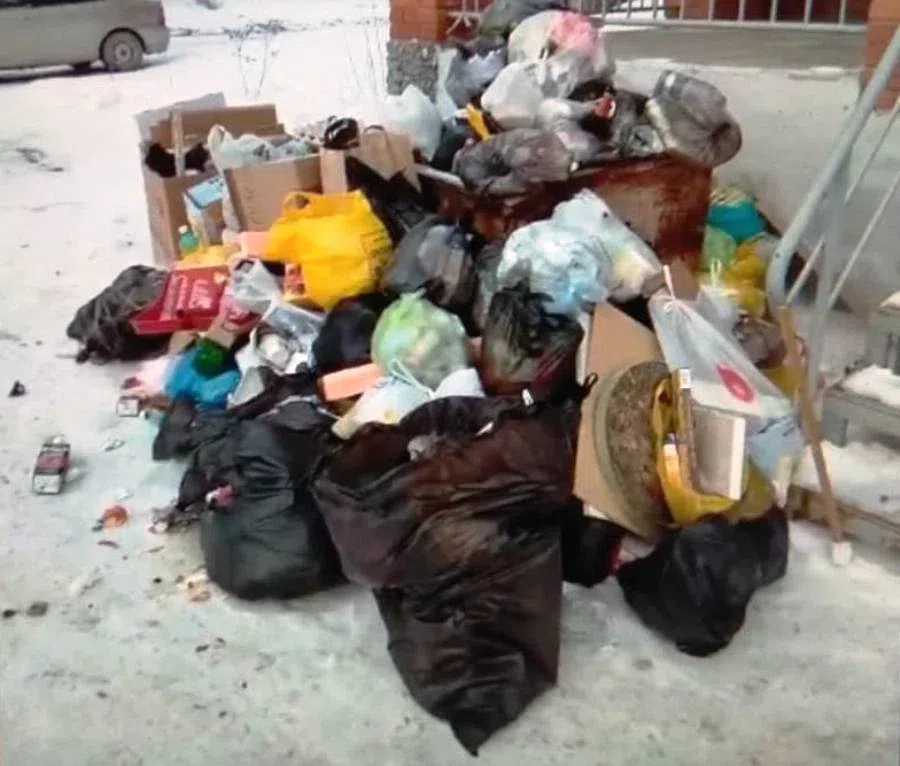 В Бердске 9-этажку завалили мусором за новогодние праздники: Отходы не вывозили с прошлого года - ждут возвращения начальства с каникул