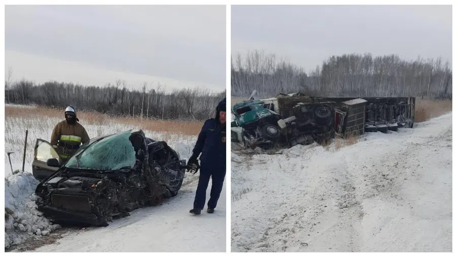 В Новосибирске 26-летний водитель легковушки погиб, столкнувшись с огромной фурой