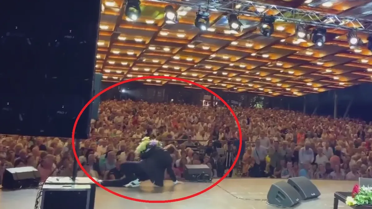 Галкин растелился на полу во время концерта. Фото: соцсети