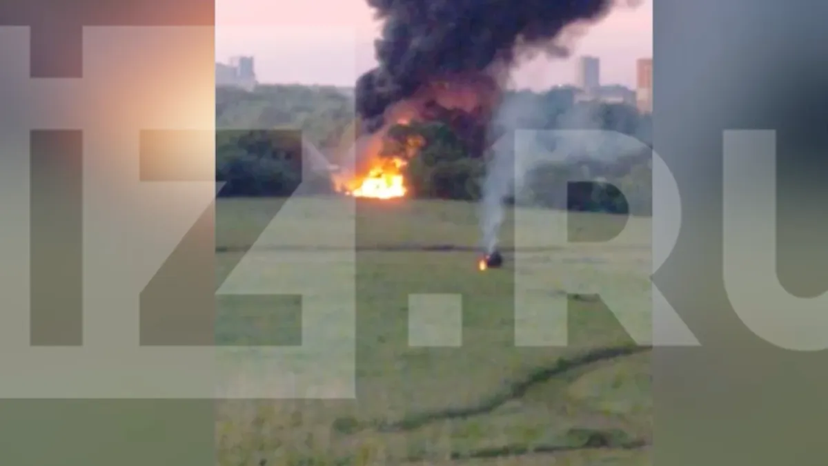 Под Рязанью разбился самолет. Фото: стоп-кадр видео «Изестия»