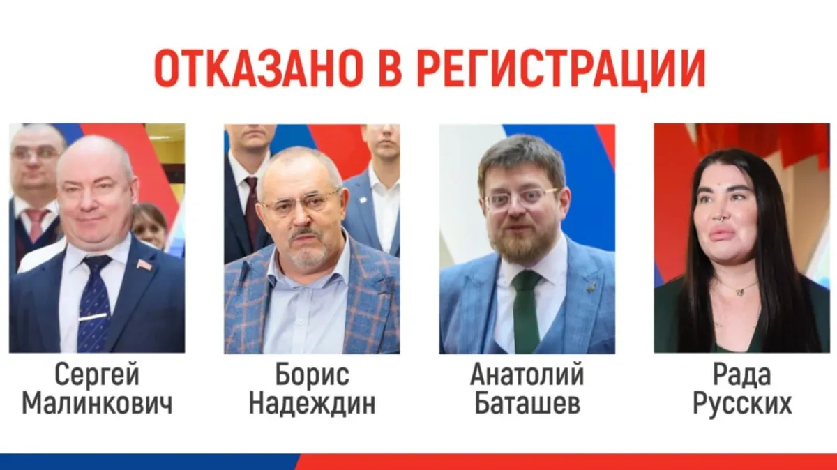 Кандидаты на пост президента, которым отказали в ЦИК. Фото: ЦИК РФ