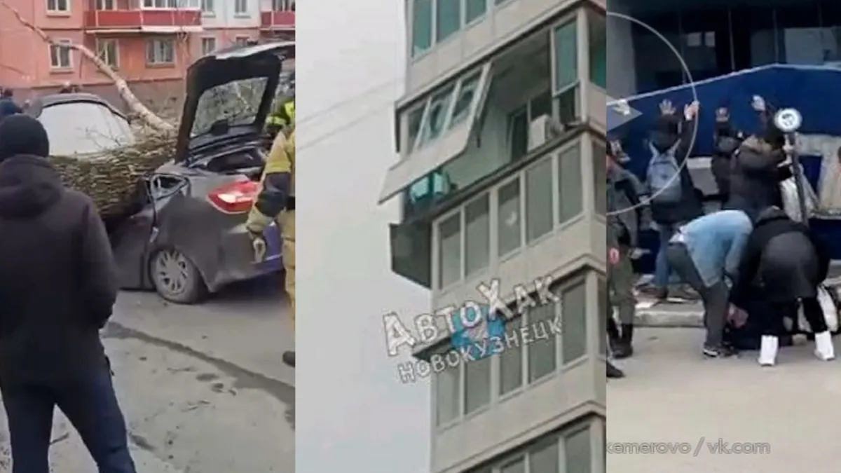 Ураган в Новокузнецке: дерево раздавило людей, рекламный щит рухнул на женщину, балкон унесло