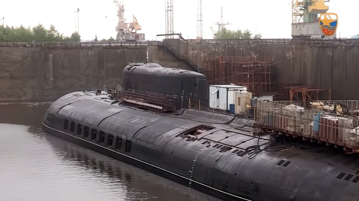 Подводная лодка «Белгород» в процессе постройки (2020 год). Фото: кадр видео Military Hi-Tech/youtube.com