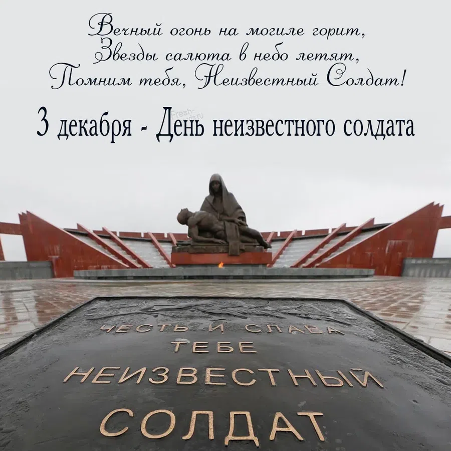 В память Дня неизвестного солдата в России – торжественные поздравления и открытки на 3 декабря: вечно помним