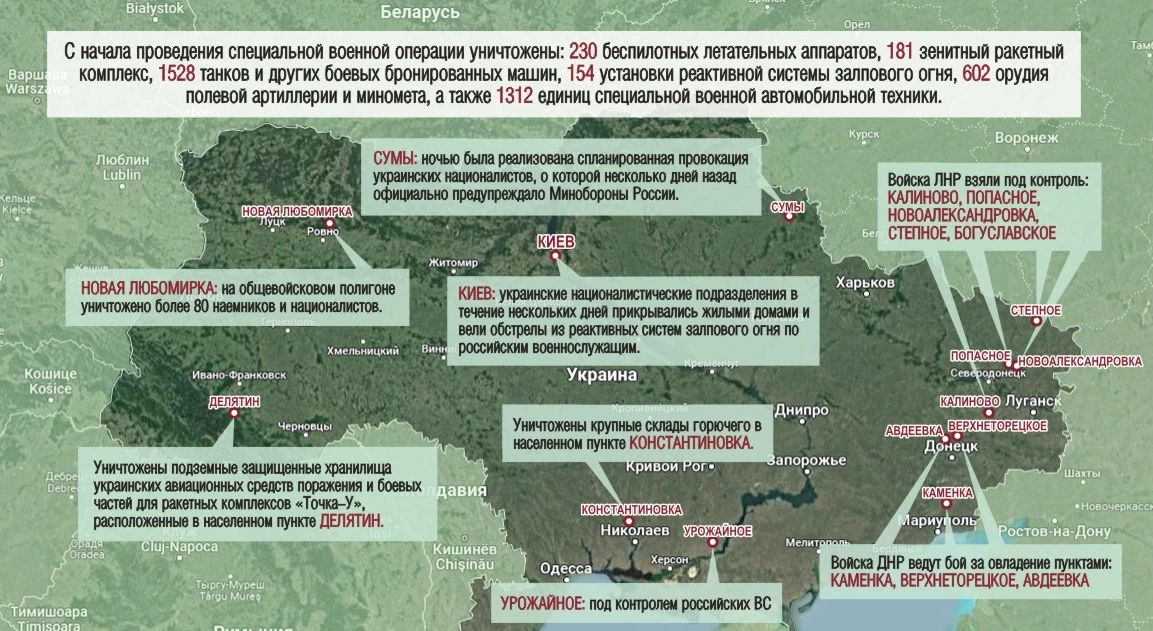 Карта спецоперации на Украине за 22 марта. Фото: Николай Попов / Курьер.Среда