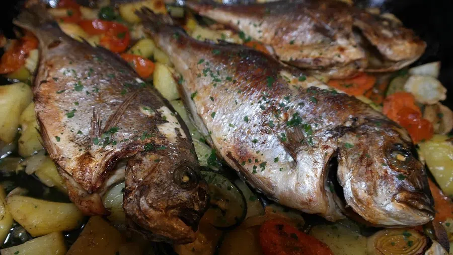 рыба, овощи