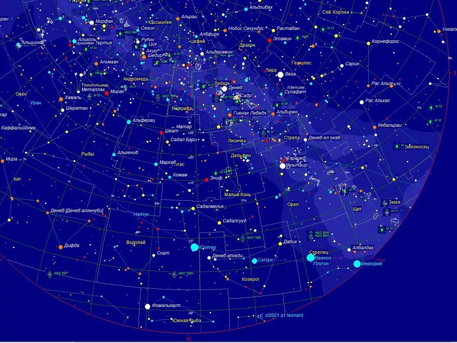 Карта звездного неба, где отчётливо видно кометы. Фото: Андрей Никифоров 