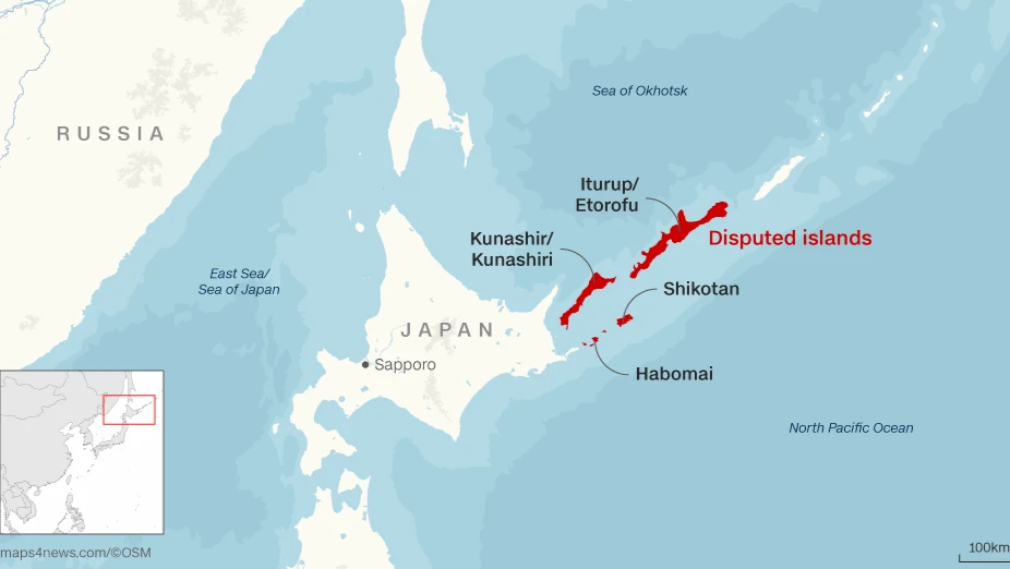 Четыре острова в Японском море Япония назвала "оккупированными" Россией. Фото: CNN