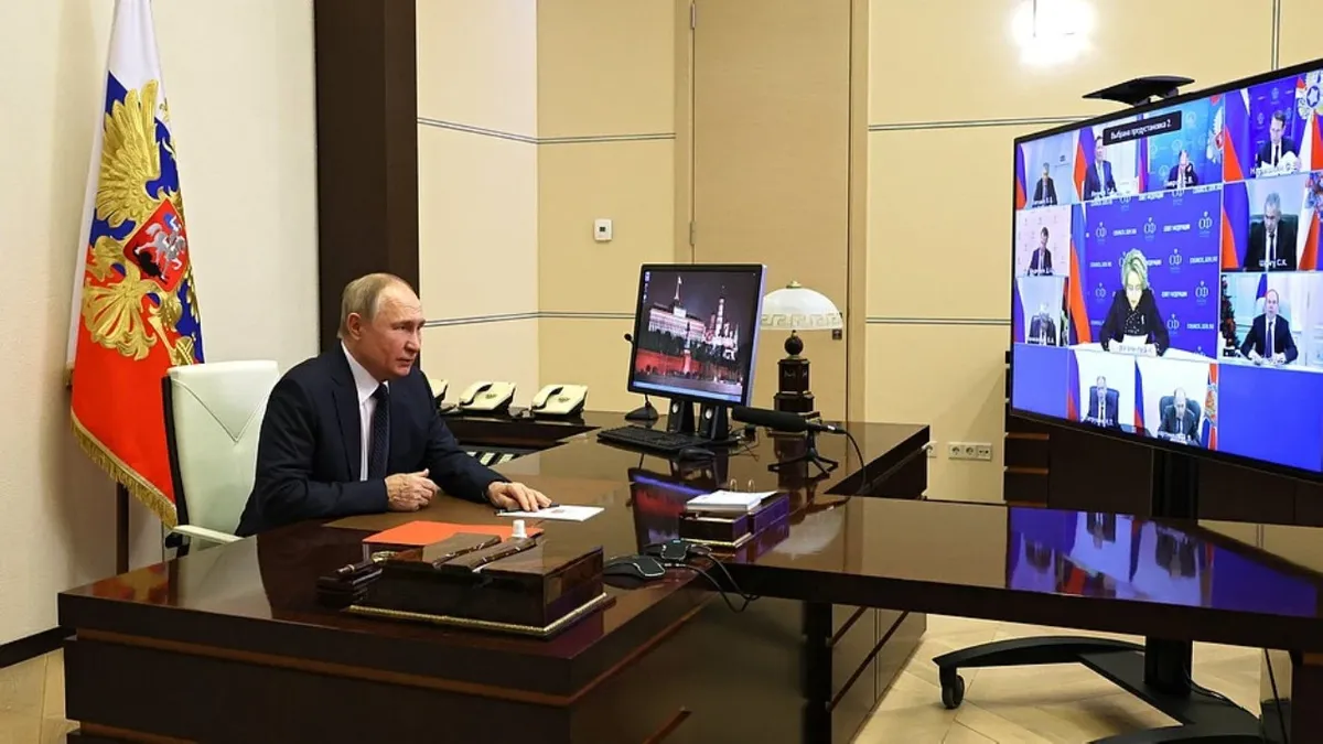 Владимир Путин 20 января проводит виртуальную встречу с членами Совета безопасности России. Фото: кремлин.ру
