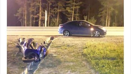 40-летний байкер госпитализирован после ДТП с въехавшей в него машиной под Бердском