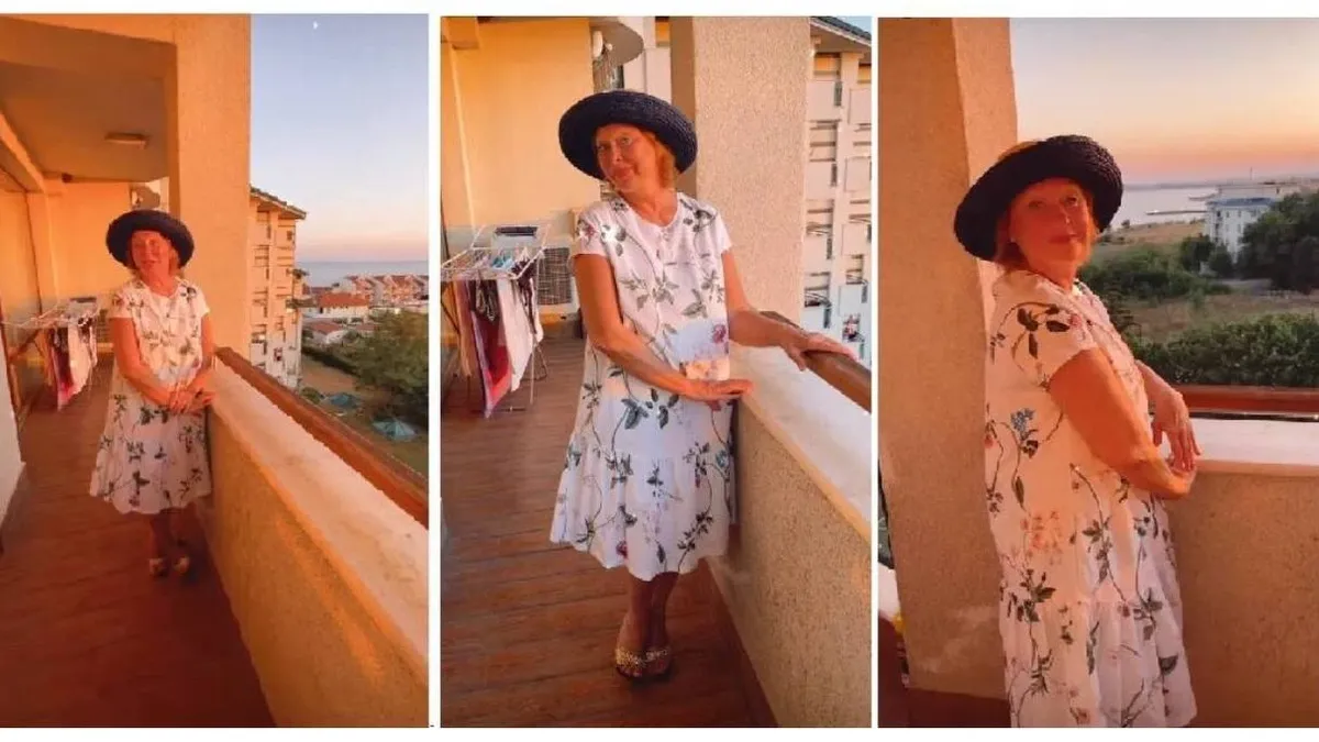 На балконе в Болгарии Лариса Удовеченко заявила, что ей нельзя ни стареть, ни полнеть. Стас Садальский показал ее фото в красивом платье, шляпе и на каблуках на фоне выстиранного белья 