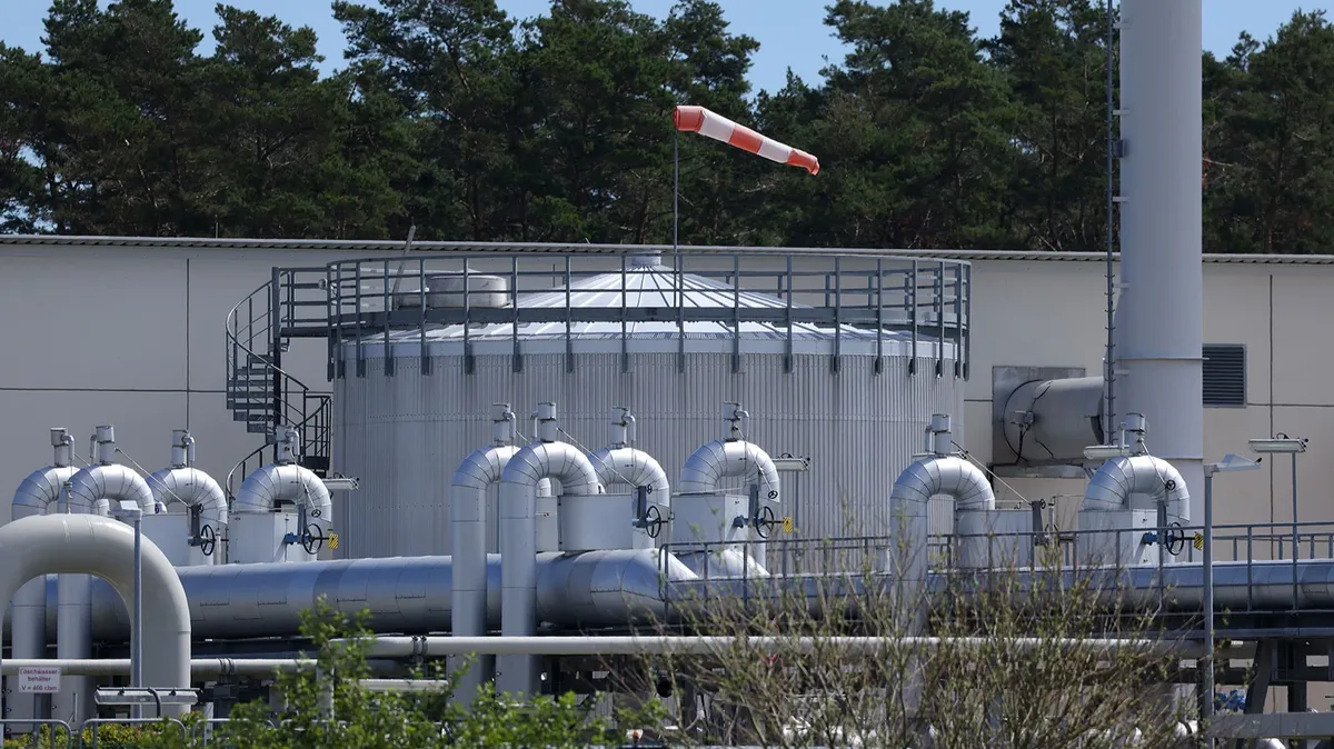 Приемная станция газопровода «Северный поток-1» стоит 11 июля недалеко от Любмина, Германия. Фото: Шон Гэллап/Getty Images