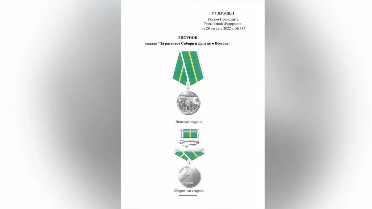 В России по указу Путина будут вручать медаль «За развитие Сибири и Дальнего Востока»