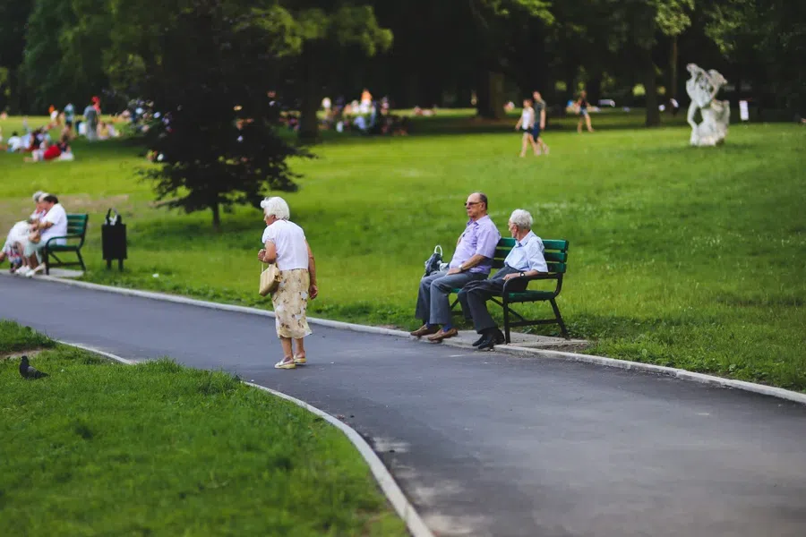 пожилые люди, парк