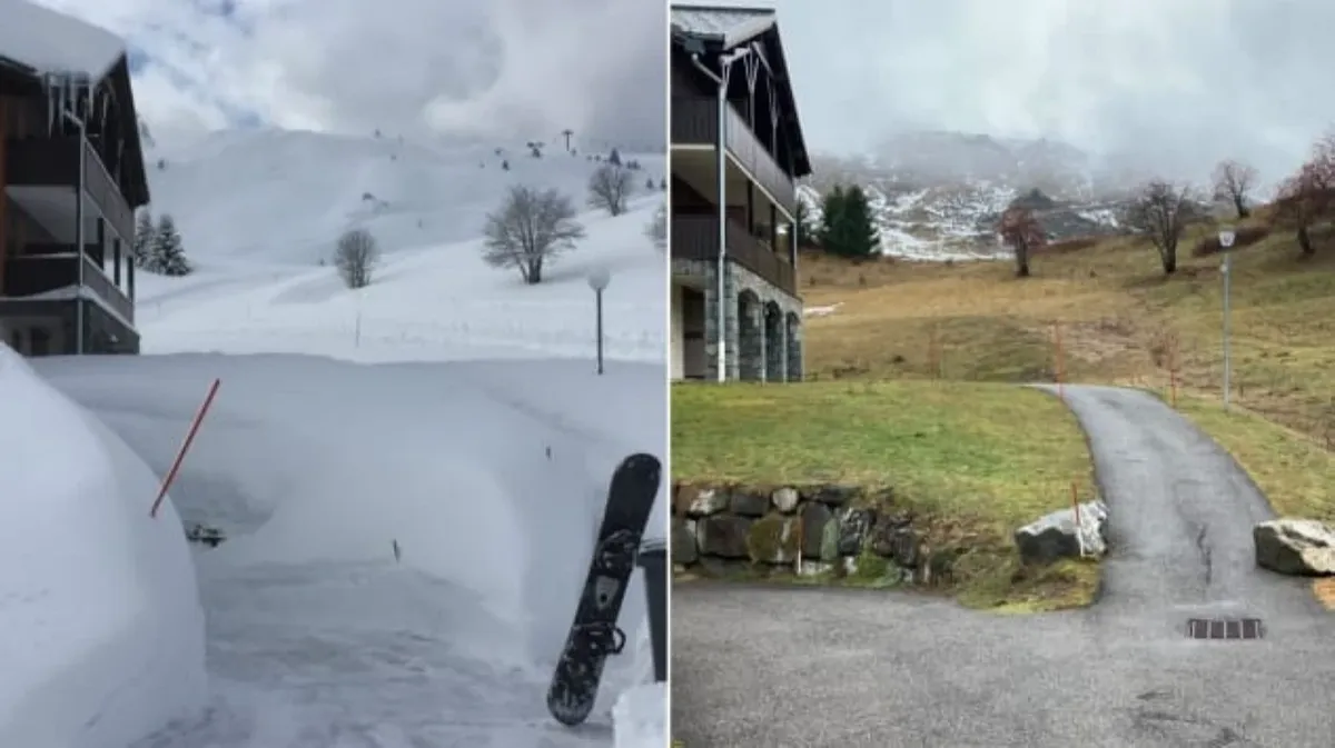 Европейские горнолыжные курорты закрываются, потому что нет снега

