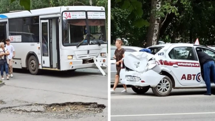 В Новосибирске ученицу автошколы госпитализировали в больницу после того, как в ее учебный автомобиль въехал автобус